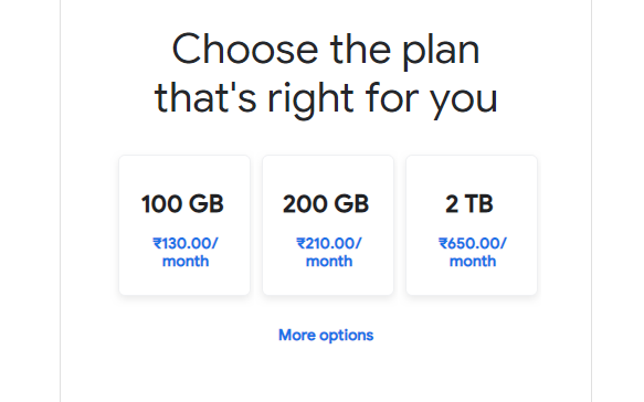Google One Plans