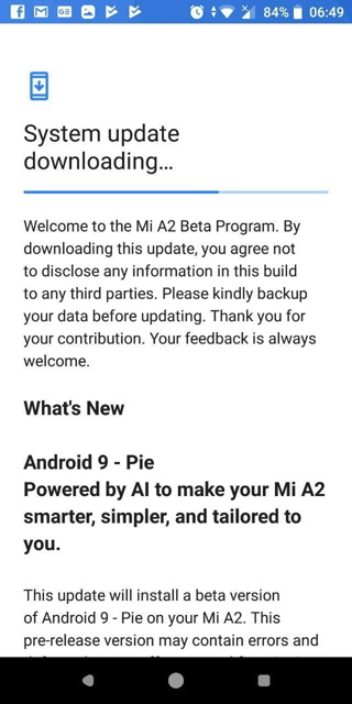 Download Xiaomi Mi A2 Android 9.0 Pie Beta 1