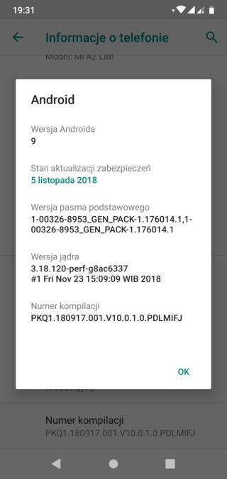 Xiaomi Mi A2 Lite Android 9.0 Pie OTA update screenshot