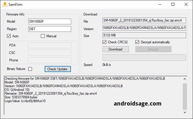Note 9 android 10 odin firmware SamFirm