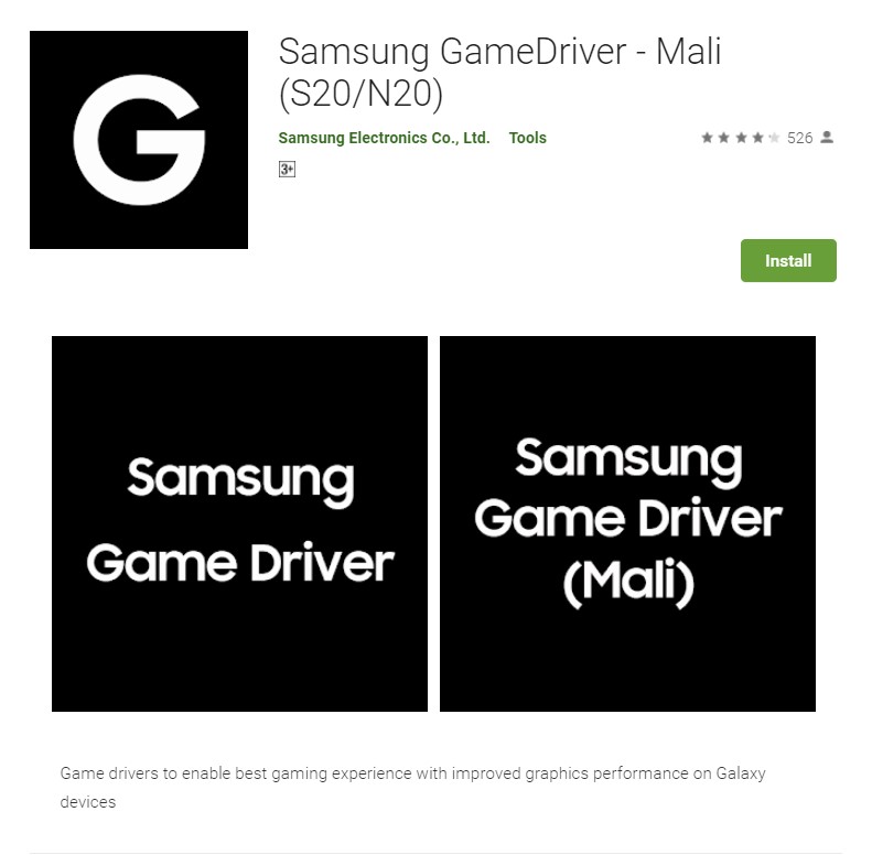 Samsung GameDriver Mali S20 N20 Apps on Goog