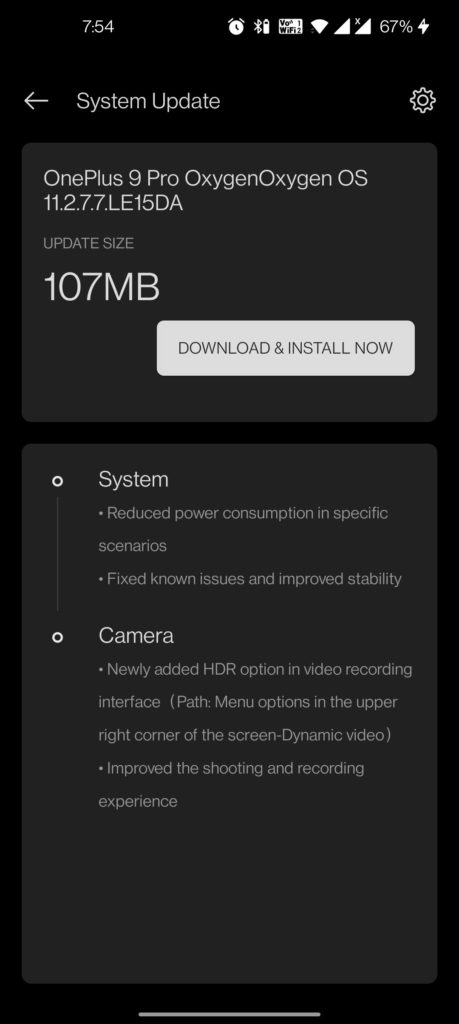 OxygenOS 11.2.7.7 for the OnePlus 9 and OnePlus 9 Pro