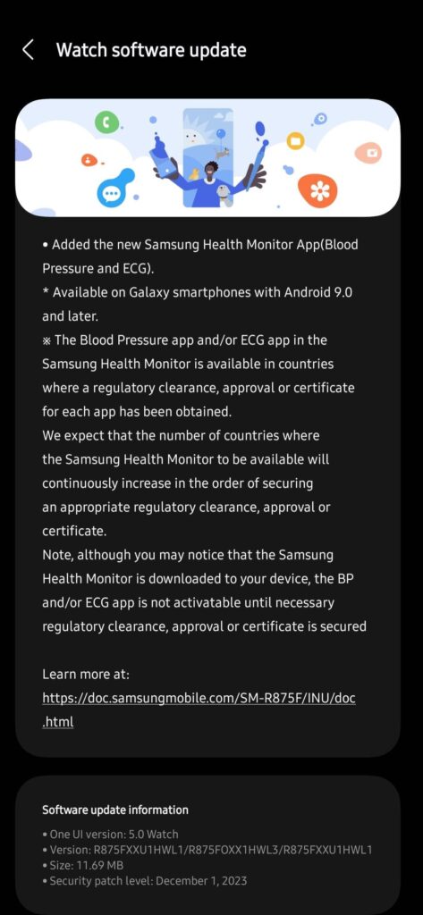 Samsung Health Monitor Update for Galaxy Watch 4 and Watch 5